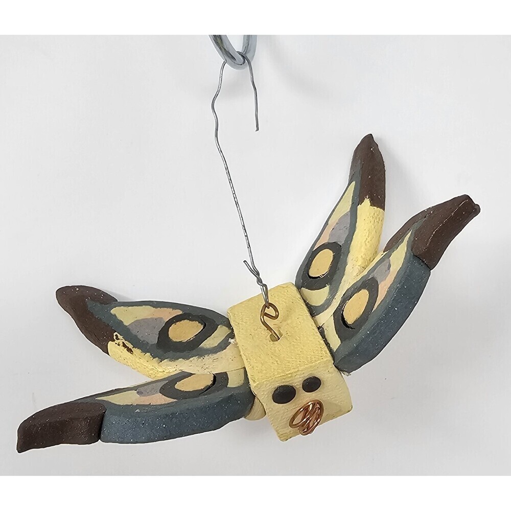 Vtg Handmade Pottery Art Whimsical Butterfly Ornament By Claire Barr Wilson